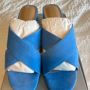Turquoise Suede shoes, never worn, too big